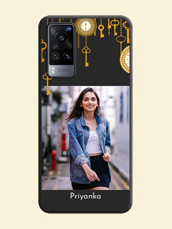 Decorative Design with Text on Space Black Custom Soft Matte Back Cover - Vivo X60