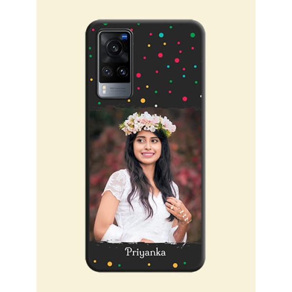 Multicolor Dotted Pattern with Text on Space Black Custom Soft Matte Phone Back Cover - Vivo X60 Multicolor Dotted Pattern with Text on Space Black Custom Soft Matte Phone Back Cover - Vivo X60
