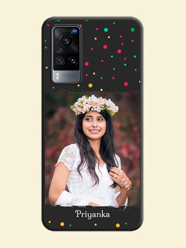 Multicolor Dotted Pattern with Text on Space Black Custom Soft Matte Phone Back Cover - Vivo X60