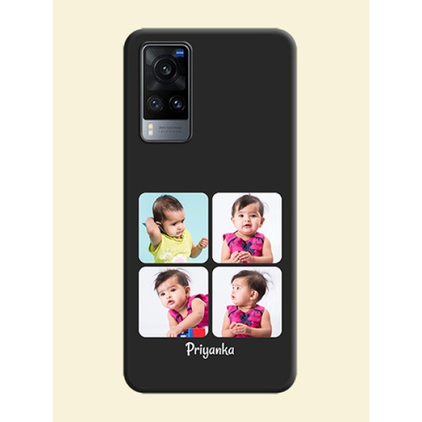 Floral Art with 6 Image Holder on Photo on Space Black Soft Matte Mobile Case - Vivo X60