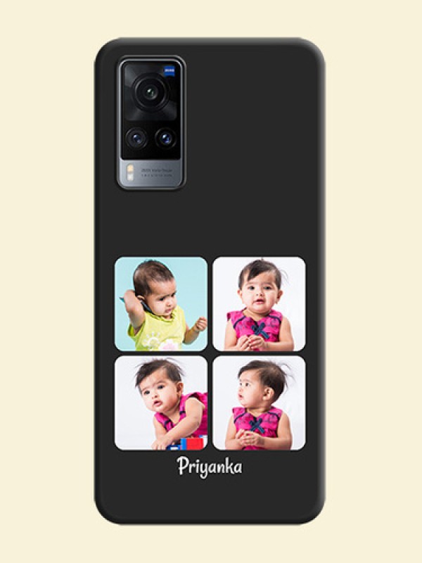 Floral Art with 6 Image Holder on Photo on Space Black Soft Matte Mobile Case - Vivo X60