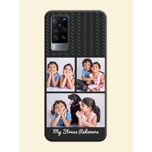 Cross Dotted Pattern with 2 Image Holder on Personalised Space Black Soft Matte Cases - Vivo X60 Cross Dotted Pattern with 2 Image Holder on Personalised Space Black Soft Matte Cases - Vivo X60