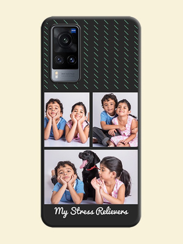 Cross Dotted Pattern with 2 Image Holder  on Personalised Space Black Soft Matte Cases - Vivo X60