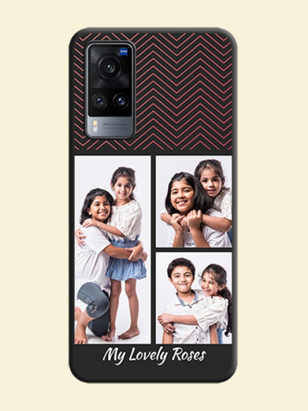 Wave Pattern with 3 Image Holder on Space Black Custom Soft Matte Back Cover - Vivo X60