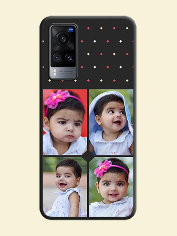 Multicolor Dotted Pattern with 4 Image Holder on Space Black Custom Soft Matte Phone Cases - Vivo X60