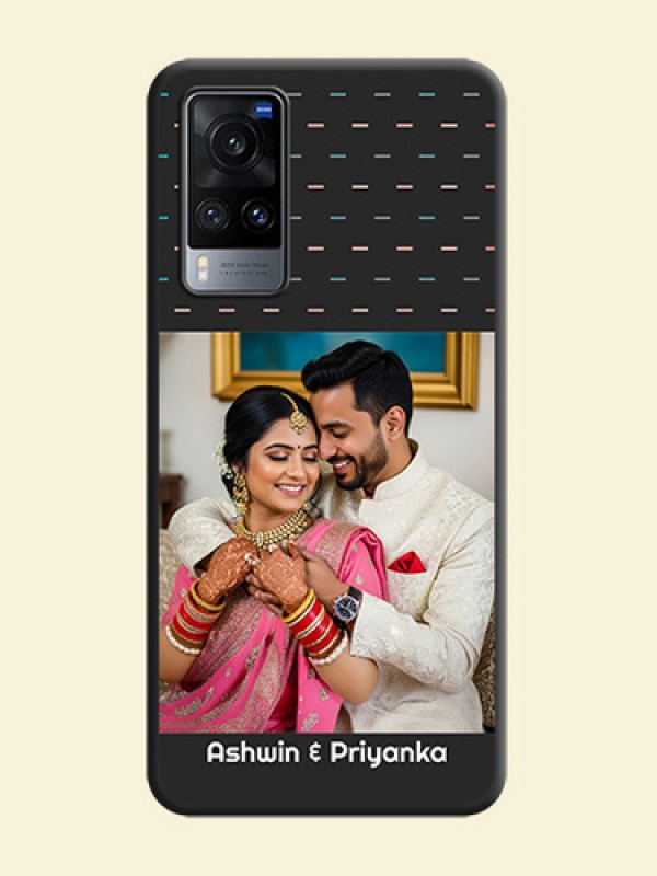 Line Pattern Design with Text on Space Black Custom Soft Matte Phone Back Cover - Vivo X60
