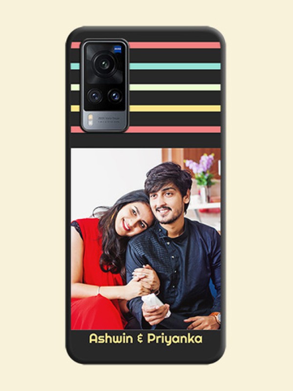 Color Stripes with Photo and Text on Photo on Space Black Soft Matte Mobile Case - Vivo X60