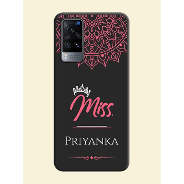 Mrs Name with Floral Design on Space Black Personalized Soft Matte Phone Covers - Vivo X60 Mrs Name with Floral Design on Space Black Personalized Soft Matte Phone Covers - Vivo X60
