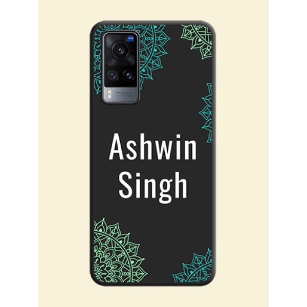 Your Name with Floral Design on Space Black Custom Soft Matte Back Cover - Vivo X60 Your Name with Floral Design on Space Black Custom Soft Matte Back Cover - Vivo X60