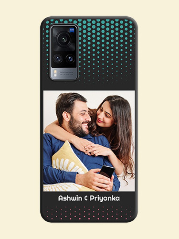 Faded Dots with Grunge Photo Frame and Text on Space Black Custom Soft Matte Phone Cases - Vivo X60