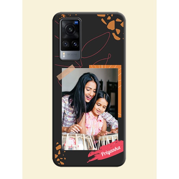 Orange Photo Frame on Space Black Custom Soft Matte Phone Back Cover - Vivo X60 Orange Photo Frame on Space Black Custom Soft Matte Phone Back Cover - Vivo X60