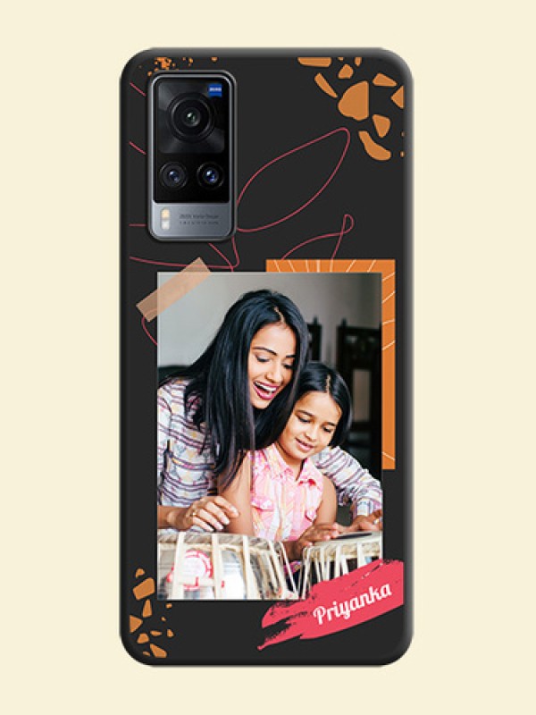 Orange Photo Frame on Space Black Custom Soft Matte Phone Back Cover - Vivo X60