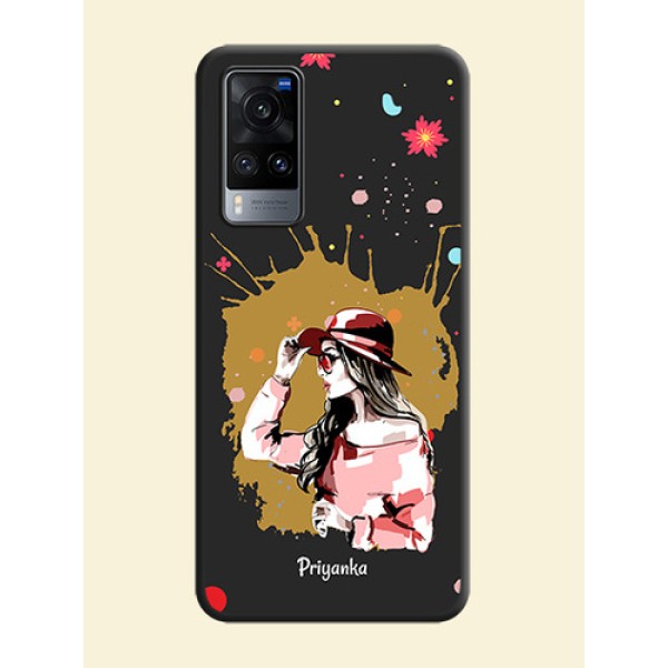 Mordern Lady With Color Splash Background With Custom Text On Space Black Personalized Soft Matte Phone Covers -Vivo X60 5G