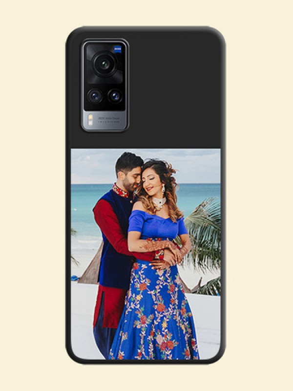 Image Upload With Space Black Color On Custom Soft Matte Mobile Back Cover - Vivo X60 5G