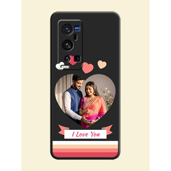 Love Shaped Photo with Colorful Stripes on Personalised Space Black Soft Matte Cases - Vivo X60 Pro Plus Love Shaped Photo with Colorful Stripes on Personalised Space Black Soft Matte Cases - Vivo X60 Pro Plus