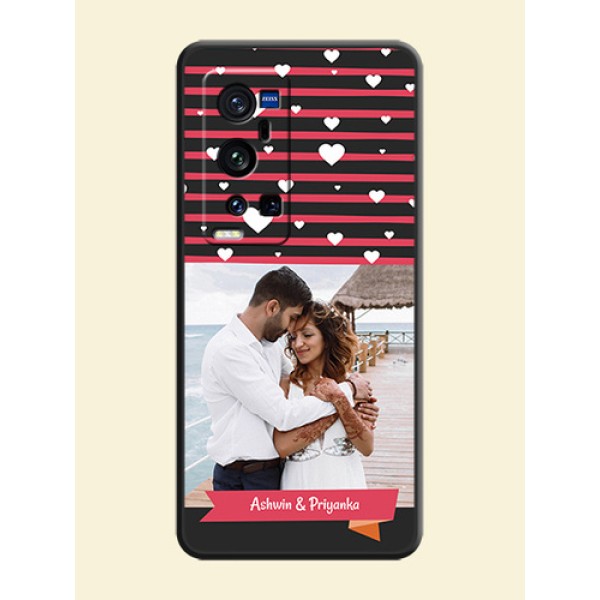 White Color Love Symbols with Pink Lines Pattern on Space Black Custom Soft Matte Phone Cases - Vivo X60 Pro Plus White Color Love Symbols with Pink Lines Pattern on Space Black Custom Soft Matte Phone Cases - Vivo X60 Pro Plus