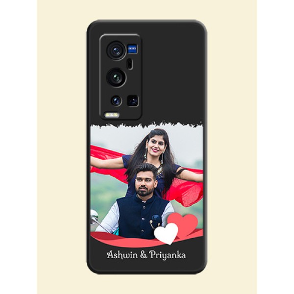 Pin Color Love Shaped Ribbon Design with Text on Space Black Custom Soft Matte Phone Back Cover - Vivo X60 Pro Plus