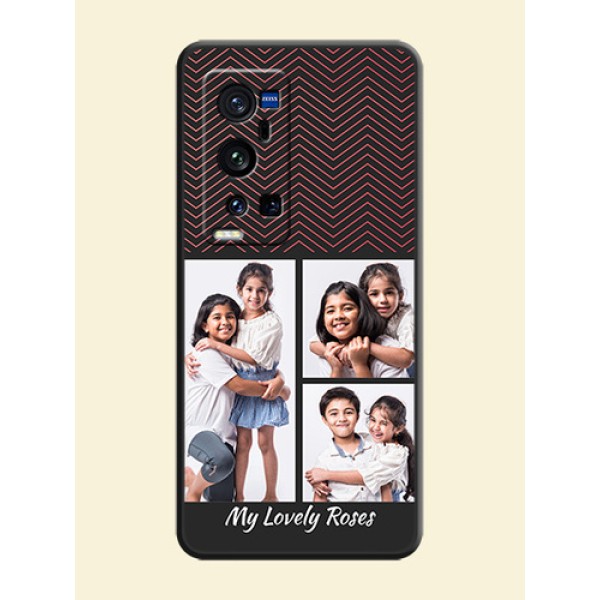 Wave Pattern with 3 Image Holder on Space Black Custom Soft Matte Back Cover - Vivo X60 Pro Plus Wave Pattern with 3 Image Holder on Space Black Custom Soft Matte Back Cover - Vivo X60 Pro Plus