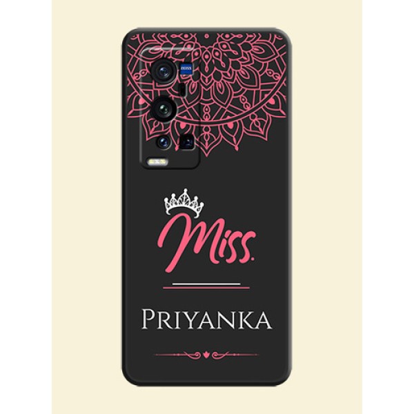 Mrs Name with Floral Design on Space Black Personalized Soft Matte Phone Covers - Vivo X60 Pro Plus Mrs Name with Floral Design on Space Black Personalized Soft Matte Phone Covers - Vivo X60 Pro Plus