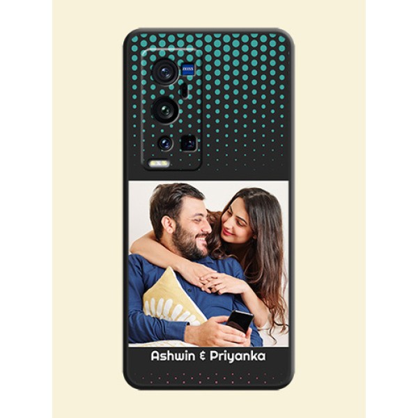 Faded Dots with Grunge Photo Frame and Text on Space Black Custom Soft Matte Phone Cases - Vivo X60 Pro Plus Faded Dots with Grunge Photo Frame and Text on Space Black Custom Soft Matte Phone Cases - Vivo X60 Pro Plus