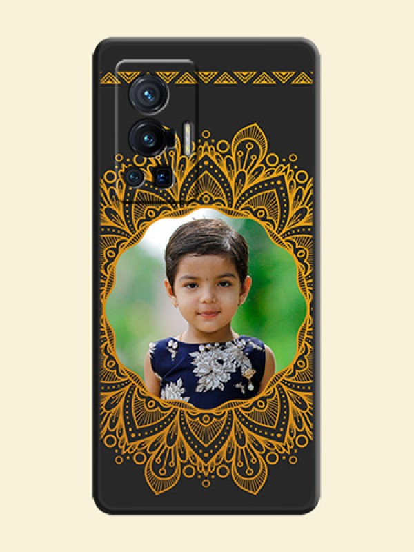 Round Image with Floral Design on Photo on Space Black Soft Matte Mobile Cover - Vivo X70 Pro 5G