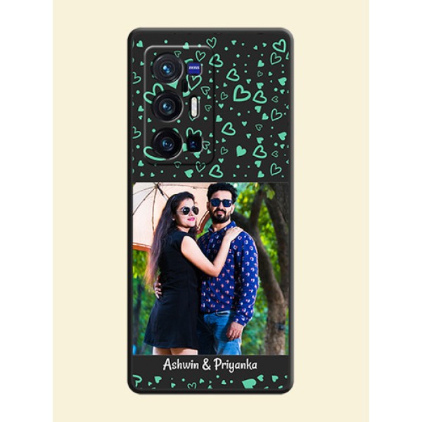 Sea Green Indefinite Love Pattern on Photo on Space Black Soft Matte Mobile Cover - Vivo X70 Pro Plus 5G Sea Green Indefinite Love Pattern on Photo on Space Black Soft Matte Mobile Cover - Vivo X70 Pro Plus 5G