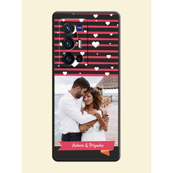 White Color Love Symbols with Pink Lines Pattern on Space Black Custom Soft Matte Phone Cases - Vivo X70 Pro Plus 5G White Color Love Symbols with Pink Lines Pattern on Space Black Custom Soft Matte Phone Cases - Vivo X70 Pro Plus 5G