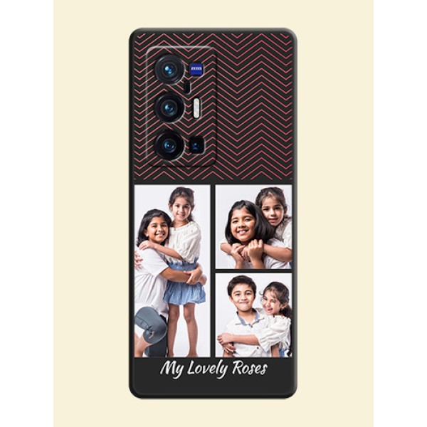 Wave Pattern with 3 Image Holder on Space Black Custom Soft Matte Back Cover - Vivo X70 Pro Plus 5G Wave Pattern with 3 Image Holder on Space Black Custom Soft Matte Back Cover - Vivo X70 Pro Plus 5G