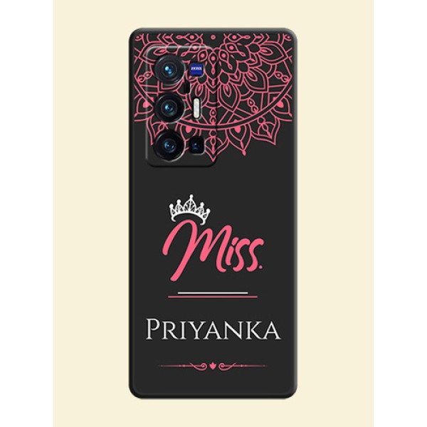 Mrs Name with Floral Design on Space Black Personalized Soft Matte Phone Covers - Vivo X70 Pro Plus 5G Mrs Name with Floral Design on Space Black Personalized Soft Matte Phone Covers - Vivo X70 Pro Plus 5G