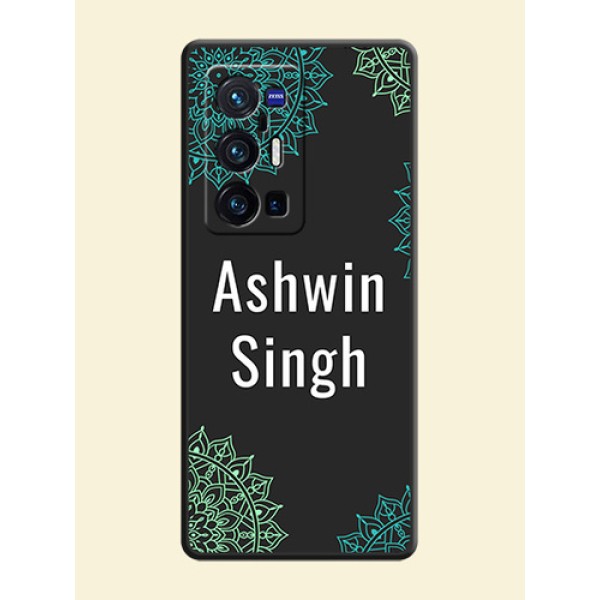 Your Name with Floral Design on Space Black Custom Soft Matte Back Cover - Vivo X70 Pro Plus 5G Your Name with Floral Design on Space Black Custom Soft Matte Back Cover - Vivo X70 Pro Plus 5G