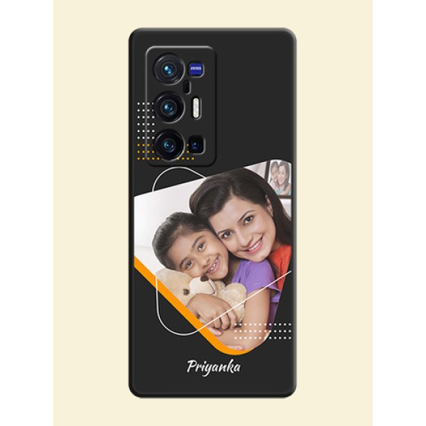 Yellow Triangle on Photo on Space Black Soft Matte Phone Cover - Vivo X70 Pro Plus 5G Yellow Triangle on Photo on Space Black Soft Matte Phone Cover - Vivo X70 Pro Plus 5G