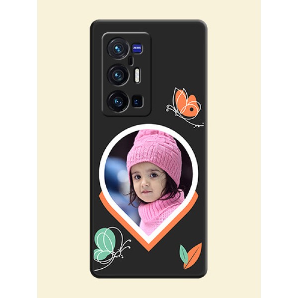 Upload Pic With Simple Butterly Design On Space Black Personalized Soft Matte Phone Covers -Vivo X70 Pro Plus 5G Upload Pic With Simple Butterly Design On Space Black Personalized Soft Matte Phone Covers -Vivo X70 Pro Plus 5G