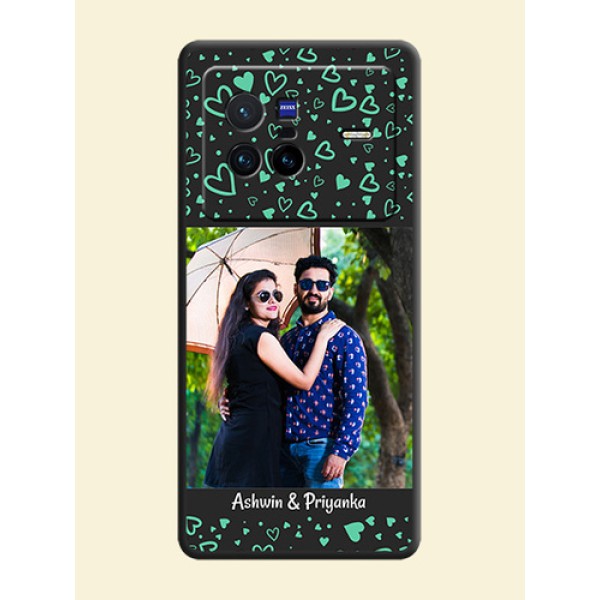 Sea Green Indefinite Love Pattern on Photo on Space Black Soft Matte Mobile Cover - Vivo X80 5G Sea Green Indefinite Love Pattern on Photo on Space Black Soft Matte Mobile Cover - Vivo X80 5G