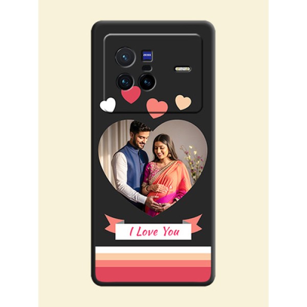 Love Shaped Photo with Colorful Stripes on Personalised Space Black Soft Matte Cases - Vivo X80 5G Love Shaped Photo with Colorful Stripes on Personalised Space Black Soft Matte Cases - Vivo X80 5G