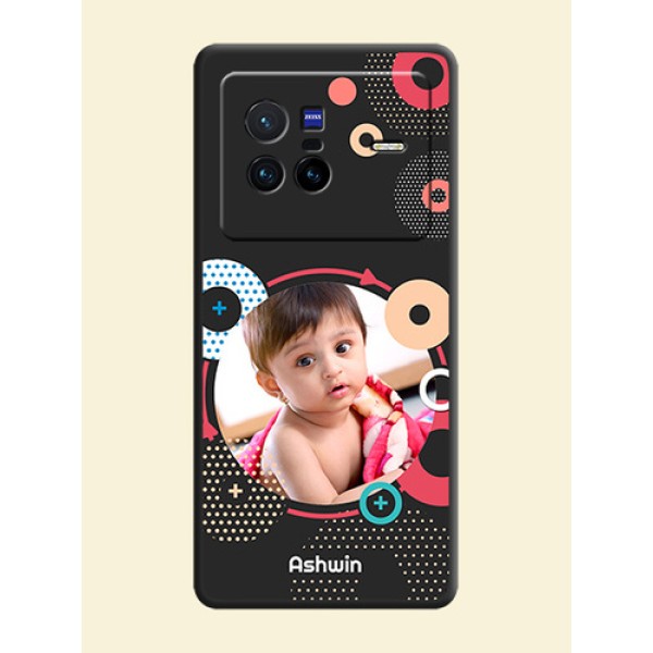 Multicoloured Round Image on Personalised Space Black Soft Matte Cases - Vivo X80 5G Multicoloured Round Image on Personalised Space Black Soft Matte Cases - Vivo X80 5G