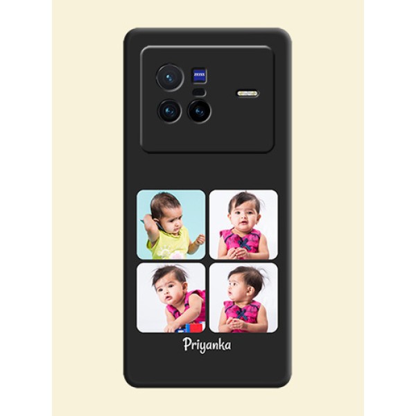 Floral Art with 6 Image Holder on Photo on Space Black Soft Matte Mobile Case - Vivo X80 5G
