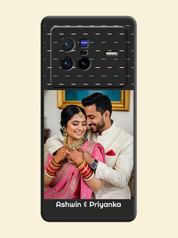 Line Pattern Design with Text on Space Black Custom Soft Matte Phone Back Cover - Vivo X80 5G