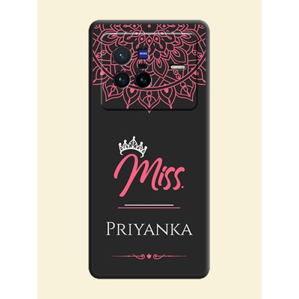 Mrs Name with Floral Design on Space Black Personalized Soft Matte Phone Covers - Vivo X80 5G Mrs Name with Floral Design on Space Black Personalized Soft Matte Phone Covers - Vivo X80 5G