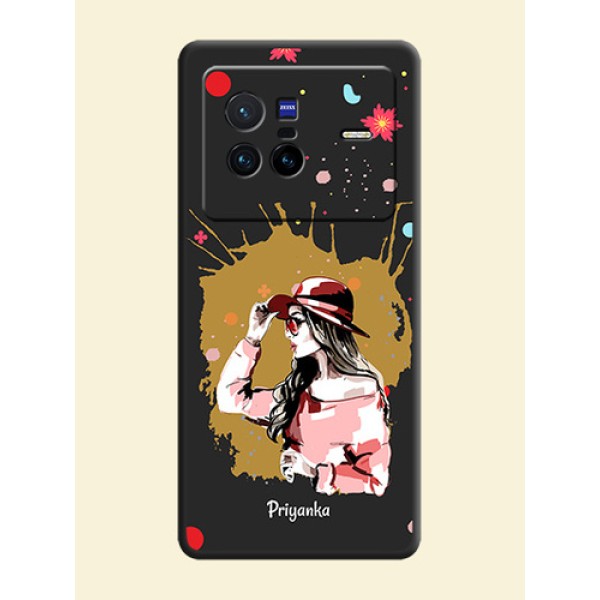 Mordern Lady With Color Splash Background With Custom Text On Space Black Personalized Soft Matte Phone Covers -Vivo X80 5G