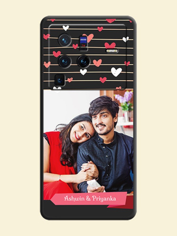 Love Pattern with Name on Pink Ribbon  on Photo on Space Black Soft Matte Back Cover - Vivo X80 Pro 5G