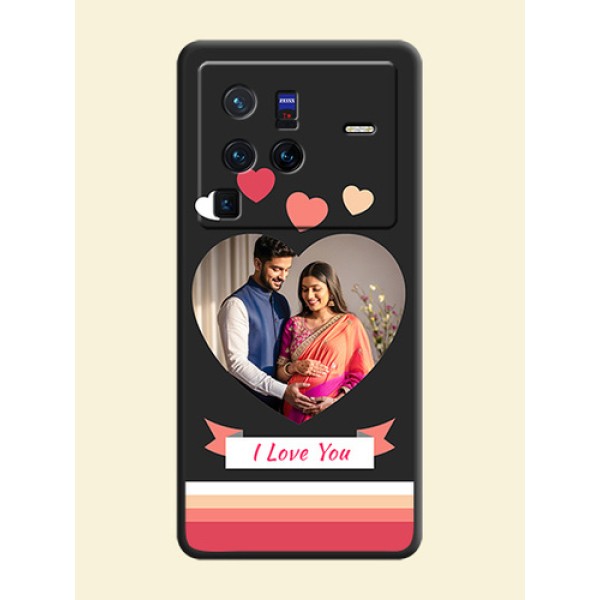 Love Shaped Photo with Colorful Stripes on Personalised Space Black Soft Matte Cases - Vivo X80 Pro 5G Love Shaped Photo with Colorful Stripes on Personalised Space Black Soft Matte Cases - Vivo X80 Pro 5G