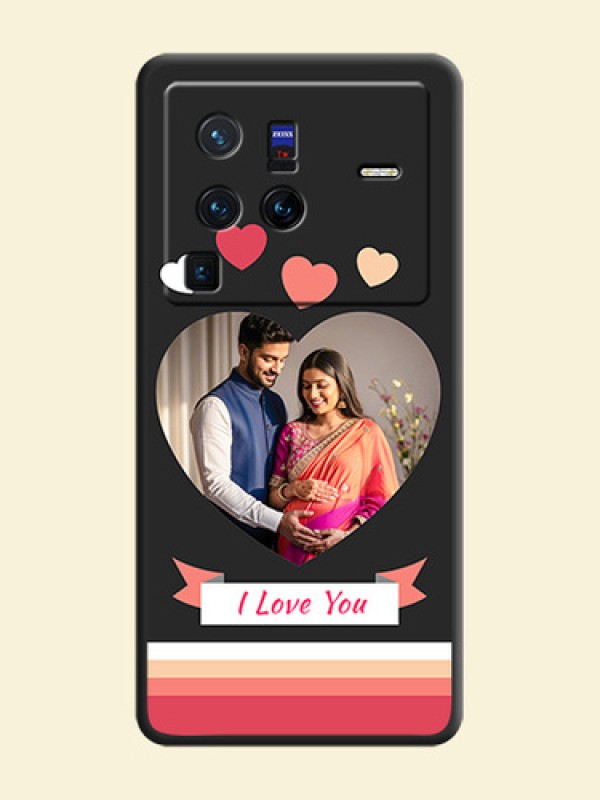 Love Shaped Photo with Colorful Stripes on Personalised Space Black Soft Matte Cases - Vivo X80 Pro 5G
