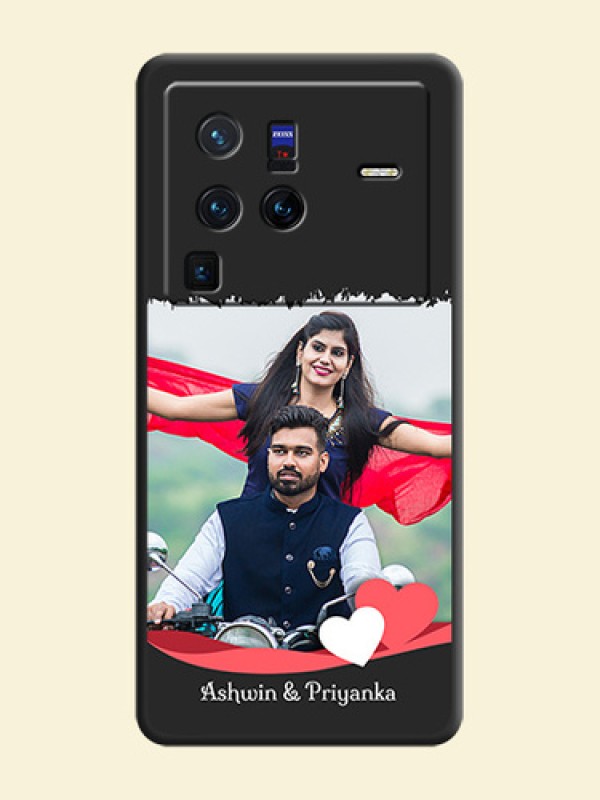 Pin Color Love Shaped Ribbon Design with Text on Space Black Custom Soft Matte Phone Back Cover - Vivo X80 Pro 5G