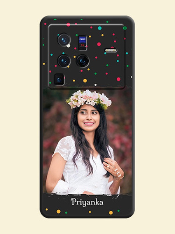 Multicolor Dotted Pattern with Text on Space Black Custom Soft Matte Phone Back Cover - Vivo X80 Pro 5G