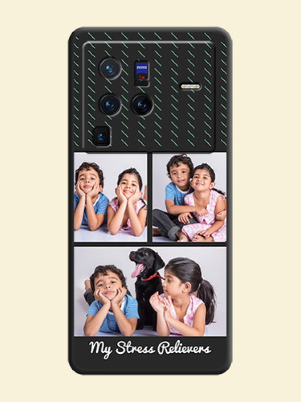 Cross Dotted Pattern with 2 Image Holder  on Personalised Space Black Soft Matte Cases - Vivo X80 Pro 5G