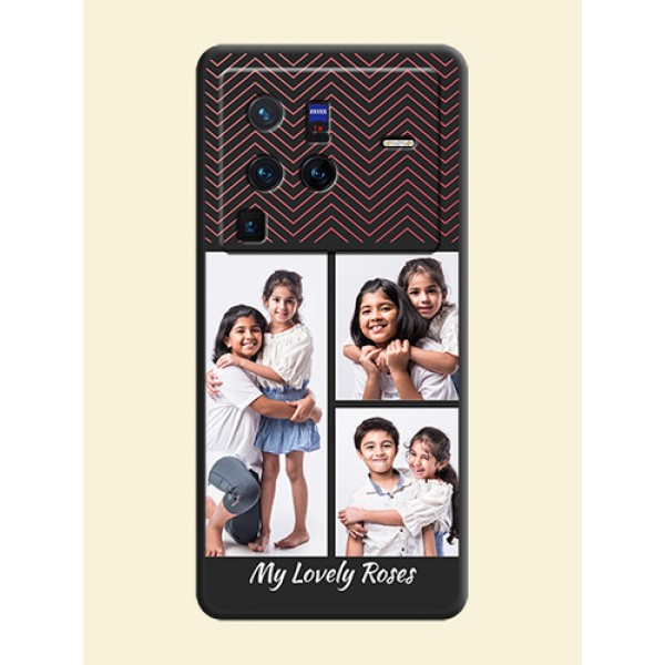 Wave Pattern with 3 Image Holder on Space Black Custom Soft Matte Back Cover - Vivo X80 Pro 5G Wave Pattern with 3 Image Holder on Space Black Custom Soft Matte Back Cover - Vivo X80 Pro 5G