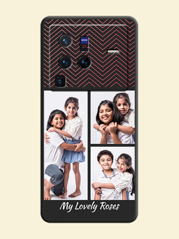 Wave Pattern with 3 Image Holder on Space Black Custom Soft Matte Back Cover - Vivo X80 Pro 5G