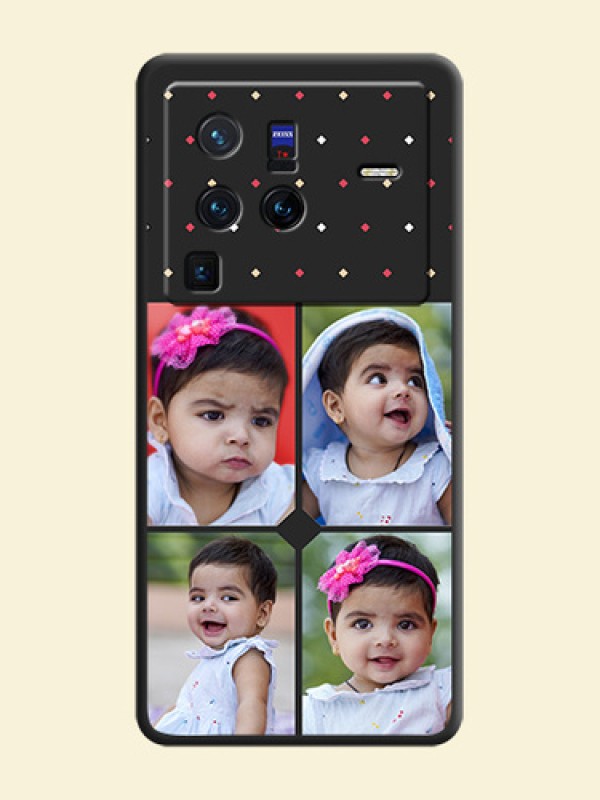 Multicolor Dotted Pattern with 4 Image Holder on Space Black Custom Soft Matte Phone Cases - Vivo X80 Pro 5G