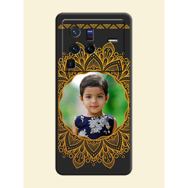 Round Image with Floral Design on Photo on Space Black Soft Matte Mobile Cover - Vivo X80 Pro 5G Round Image with Floral Design on Photo on Space Black Soft Matte Mobile Cover - Vivo X80 Pro 5G