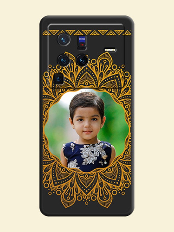 Round Image with Floral Design on Photo on Space Black Soft Matte Mobile Cover - Vivo X80 Pro 5G